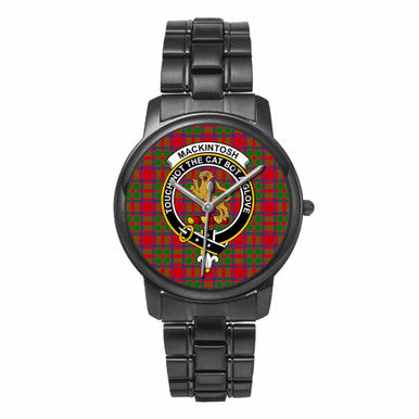 Scottish MacKintosh Clan Crest Tartan Folding Clasp Steel Quartz Watches Tartan Plaid Black 1