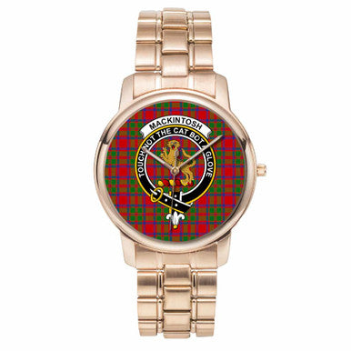 Scottish MacKintosh Clan Crest Tartan Folding Clasp Steel Quartz Watches Tartan Plaid Rose Gold 1