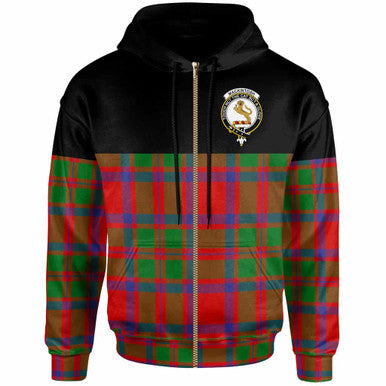 Scottish MacKintosh Clan Crest Tartan Hoodie - Horizontal Style Zip-up Tartan Plaid