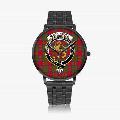 Scottish MacKintosh Clan Crest Tartan Instafamous Steel Quartz Watches Tartan Plaid Black 1
