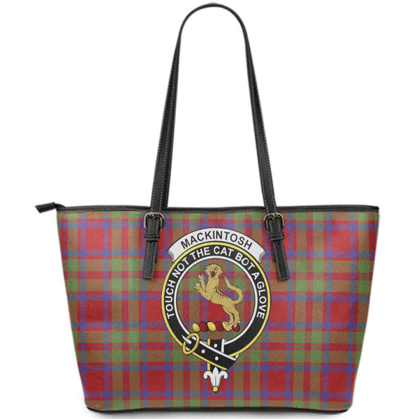 Scottish MacKintosh Clan Crest Tartan Leather Tote Tartan Plaid