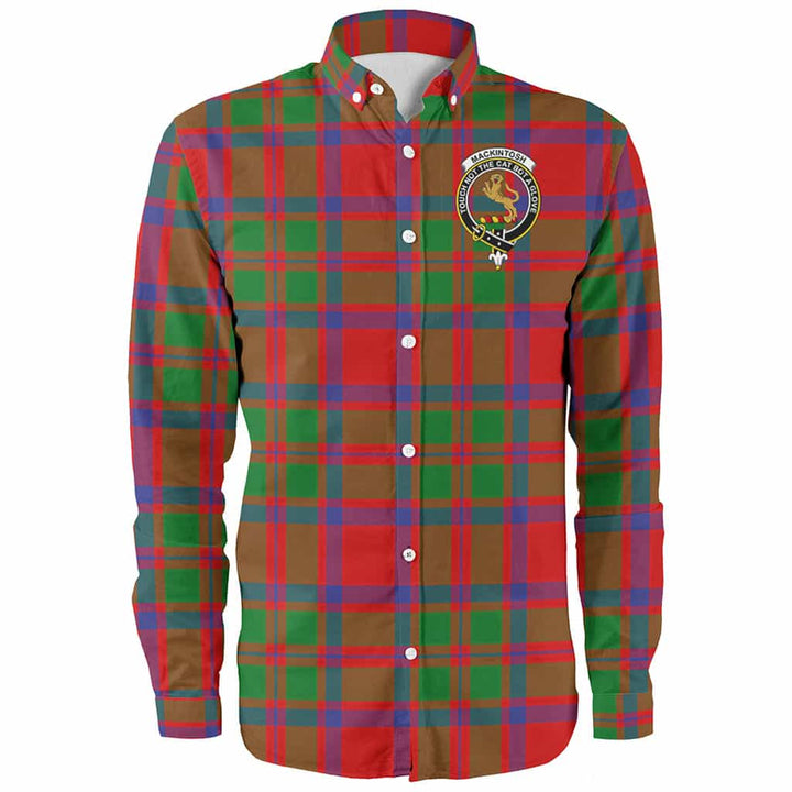 Scottish MacKintosh Clan Crest Tartan Long Sleeve Shirt Front Side Tartan Plaid