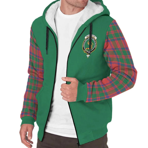 Scottish MacKintosh Clan Crest Tartan Plaid Sleeve Sherpa Hoodie
