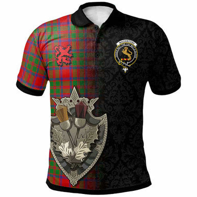Scottish MacKintosh Clan Crest Tartan Polo Shirt - Half Thistle Flowers Celtic Design Front Side Tartan Plaid