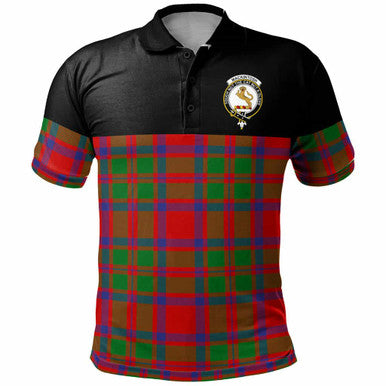 Scottish MacKintosh Clan Crest Tartan Polo Shirt - Horizontal Style Front Side Tartan Plaid
