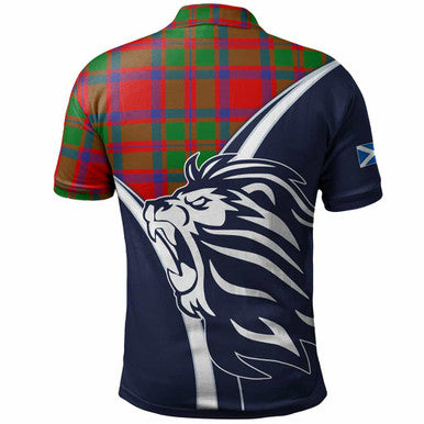 Scottish MacKintosh Clan Crest Tartan Polo Shirt - Scottish Flag With Lion Back Side Tartan Plaid