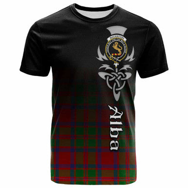 Scottish MacKintosh Clan Crest Tartan T-Shirt - Alba Gu Brath Family Crest Celtic Inspired Front Side Tartan Plaid