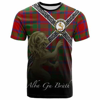Scottish MacKintosh Clan Crest Tartan T-Shirt - Celtic With Scotland Lion Front Side Tartan Plaid