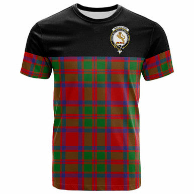 Scottish MacKintosh Clan Crest Tartan T-Shirt - Horizontal Style Front Side Tartan Plaid
