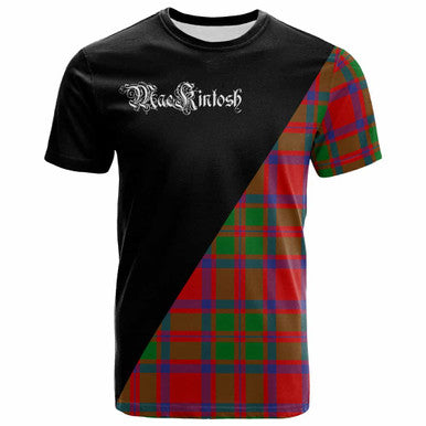 Scottish MacKintosh Clan Crest Tartan T-Shirt - Military Logo Front Side Tartan Plaid