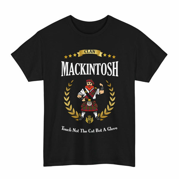 Scottish MacKintosh Clan Tartan T-Shirt - Motto Scotsman Tartan Plaid Black Color