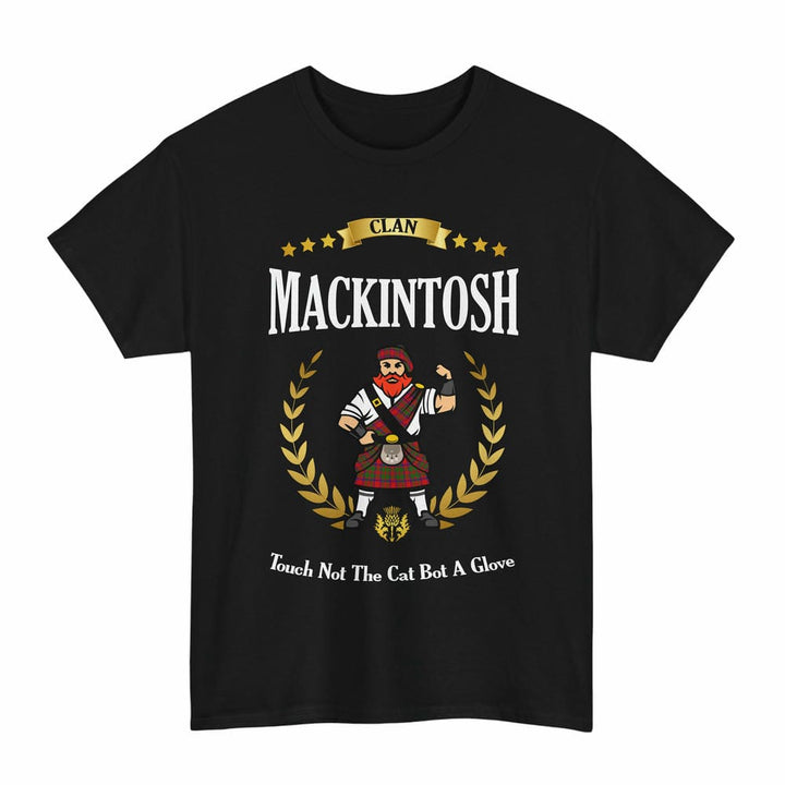 Scottish MacKintosh Clan Tartan T-Shirt - Motto Scotsman Tartan Plaid Black Color