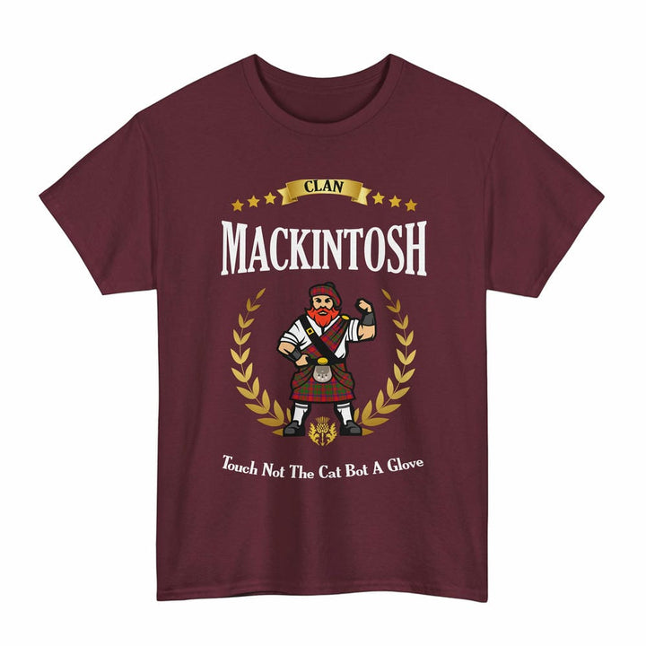 Scottish MacKintosh Clan Tartan T-Shirt - Motto Scotsman Tartan Plaid Maroon Color