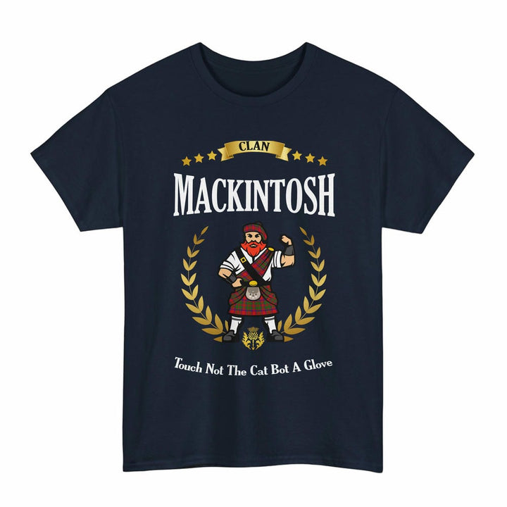 Scottish MacKintosh Clan Tartan T-Shirt - Motto Scotsman Tartan Plaid Navy Color