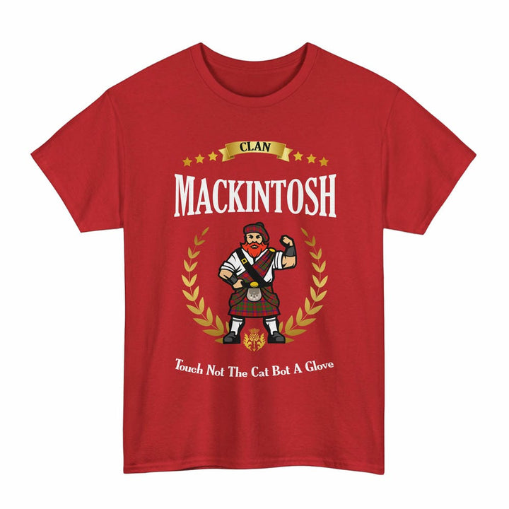 Scottish MacKintosh Clan Tartan T-Shirt - Motto Scotsman Tartan Plaid Red Color