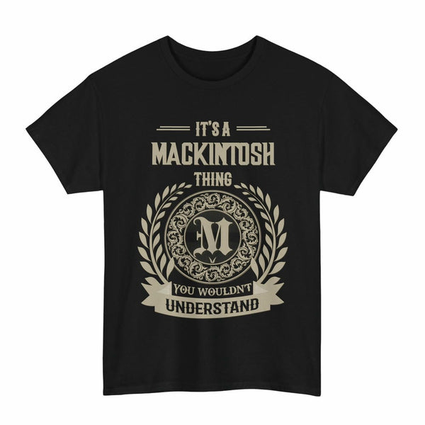 Scottish MacKintosh Clan Tartan T-Shirt - Vintage Family Name Tartan Plaid Black Color