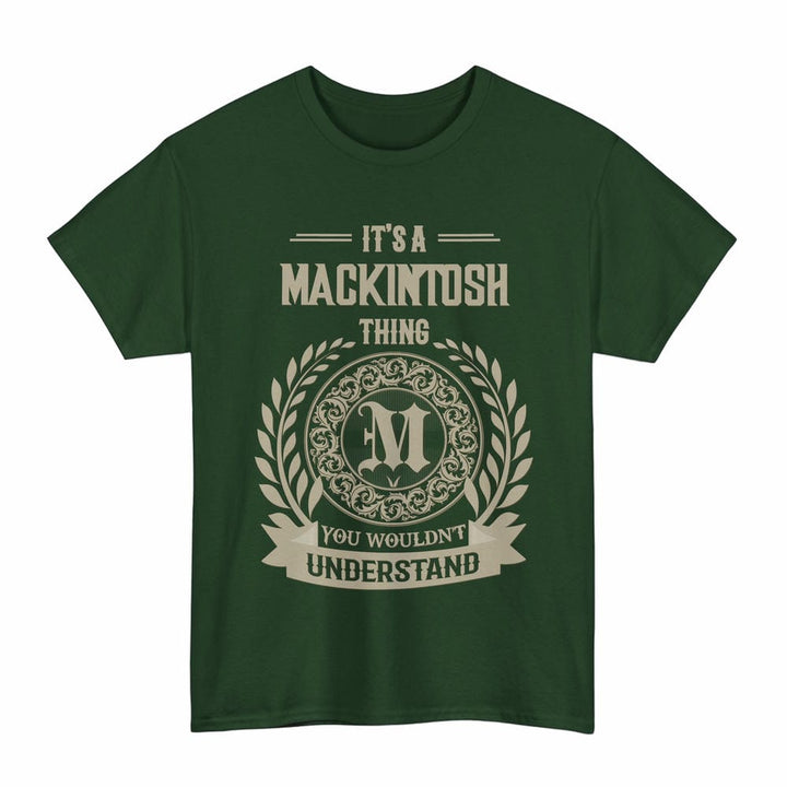 Scottish MacKintosh Clan Tartan T-Shirt - Vintage Family Name Tartan Plaid Forest Green Color