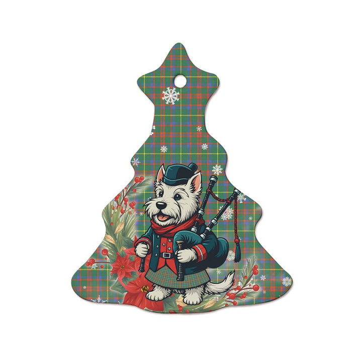 Scottish MacKintosh Hunting Ancient Clan Tartan Ceramic Ornament Cute Scottish Terrier Dog Tree Style Tartan Plaid
