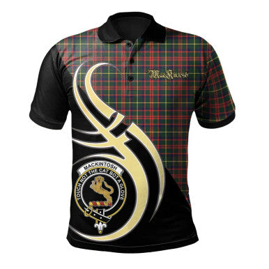 Scottish MacKintosh Hunting Modern Clan Crest Tartan Polo Shirt Believe in Me Front Side Tartan Plaid