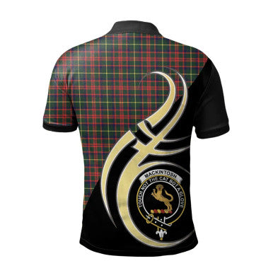 Scottish MacKintosh Hunting Modern Clan Crest Tartan Polo Shirt Believe in Me Back Side Tartan Plaid