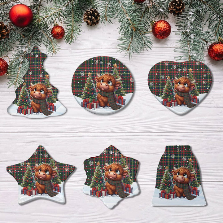 Scottish MacKintosh Hunting Modern Clan Tartan Ceramic Ornament Cute Highland Cow Christmas All Style Tartan Plaid