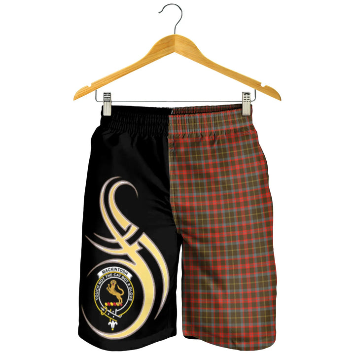 Scottish MacKintosh Hunting Weathered Clan Crest Tartan Believe in Me Men's Shorts