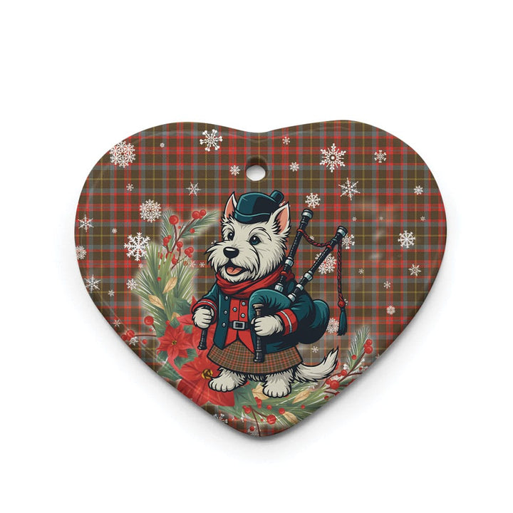 Scottish MacKintosh Hunting Weathered Clan Tartan Ceramic Ornament Cute Scottish Terrier Dog Heart Style Tartan Plaid