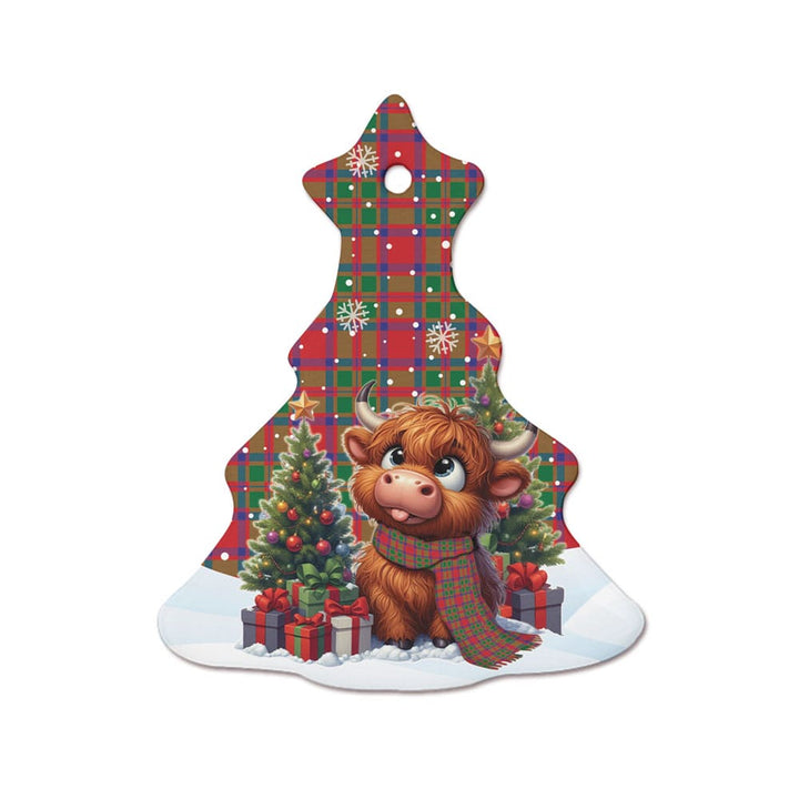 Scottish MacKintosh Modern Clan Tartan Ceramic Ornament Cute Highland Cow Christmas Tree Style Tartan Plaid