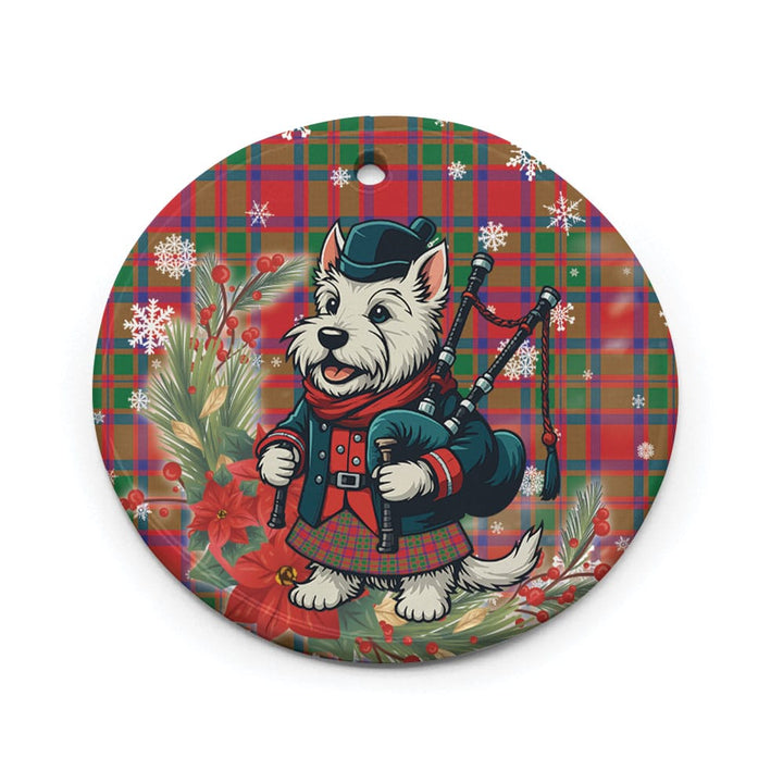 Scottish MacKintosh Modern Clan Tartan Ceramic Ornament Cute Scottish Terrier Dog Circle Style Tartan Plaid