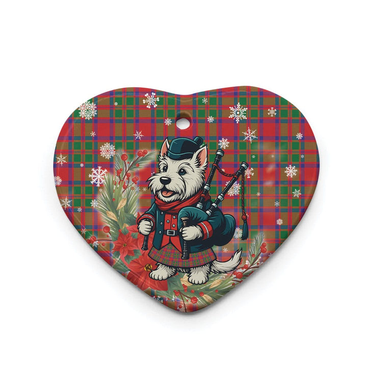 Scottish MacKintosh Modern Clan Tartan Ceramic Ornament Cute Scottish Terrier Dog Heart Style Tartan Plaid