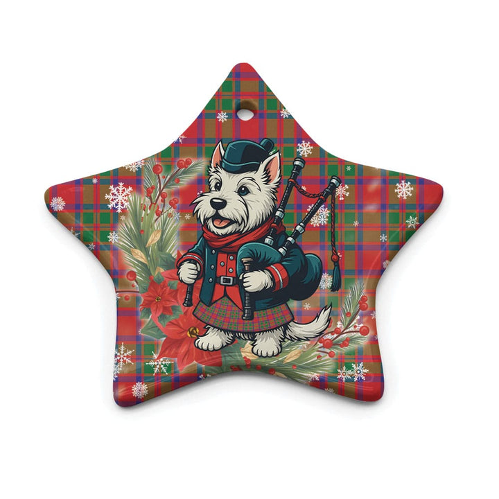 Scottish MacKintosh Modern Clan Tartan Ceramic Ornament Cute Scottish Terrier Dog Star Style Tartan Plaid