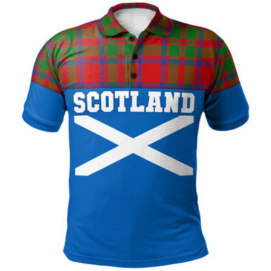 Scottish MacKintosh Modern Clan Tartan Polo Shirt - Lion Rampant of Scotland With Flag Front Side Tartan Plaid