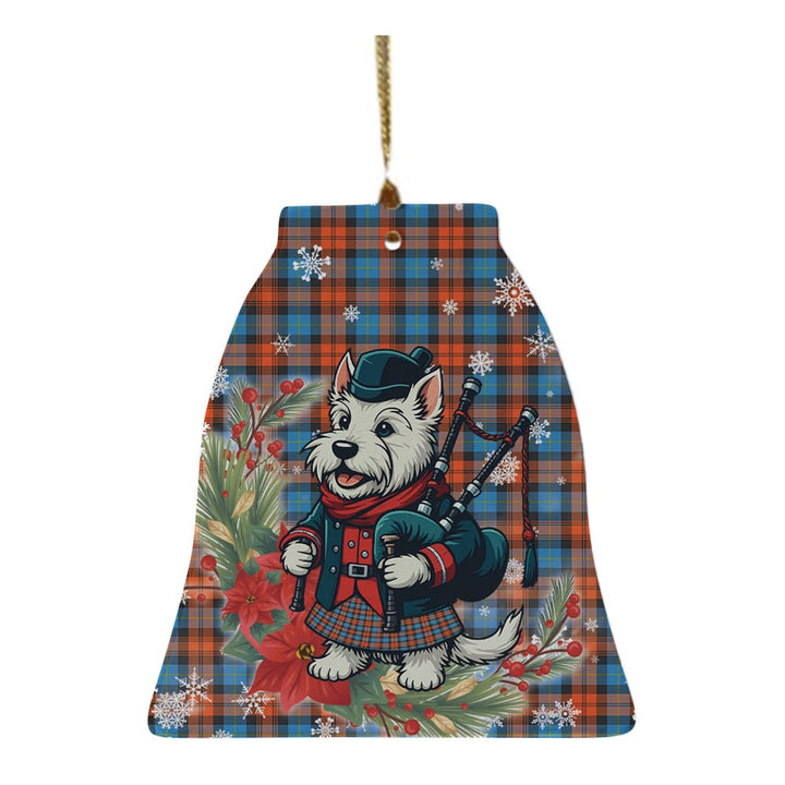 Scottish MacLachlan Ancient Clan Tartan Ceramic Ornament Cute Scottish Terrier Dog Bell Style Tartan Plaid