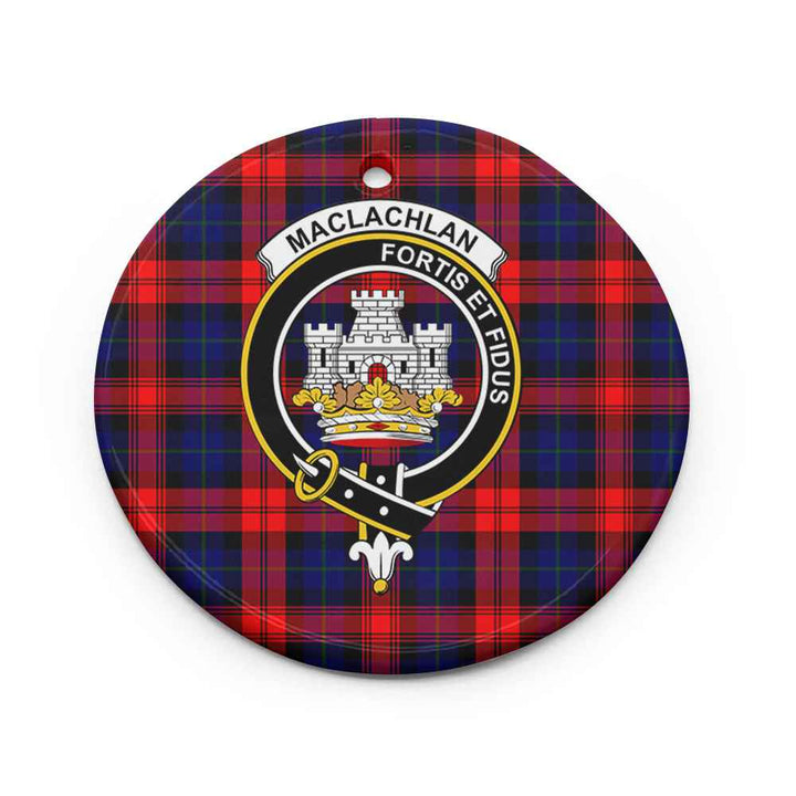 Scottish MacLachlan Clan Crest Tartan Ceramic Ornament Circle Shape Tartan Plaid