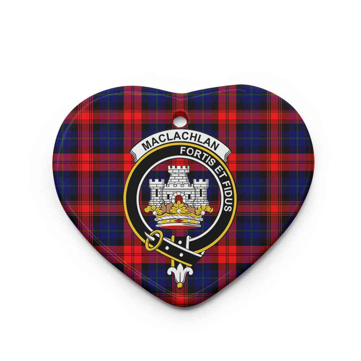 Scottish MacLachlan Clan Crest Tartan Ceramic Ornament Heart Shape Tartan Plaid