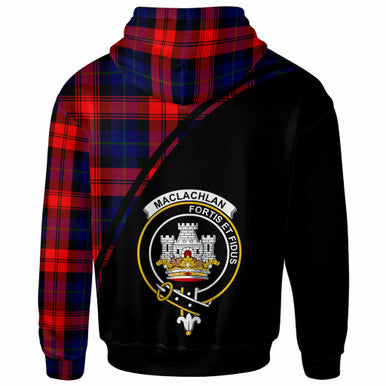 Scottish MacLachlan Clan Crest Tartan Curve Hoodie Back Side Tartan Plaid