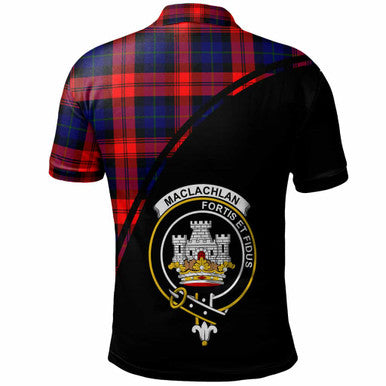 Scottish MacLachlan Clan Crest Tartan Curve Polo Shirt Back Side Tartan Plaid