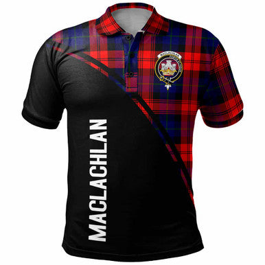 Scottish MacLachlan Clan Crest Tartan Curve Polo Shirt Front Side Tartan Plaid