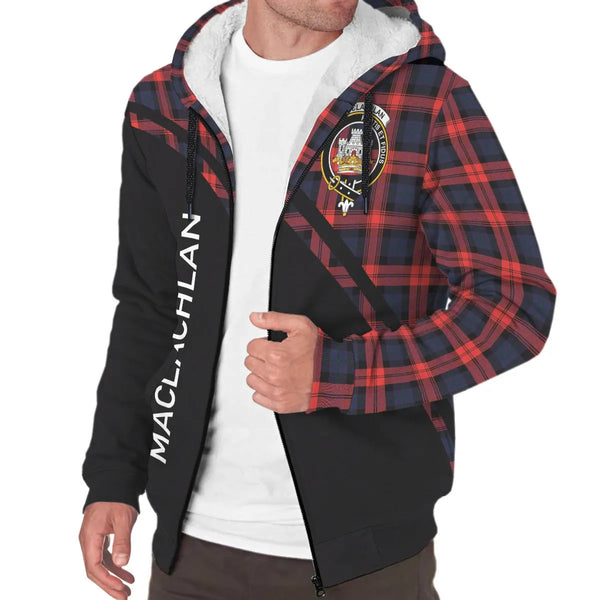 Scottish MacLachlan Clan Crest Tartan Curve Sherpa Hoodie