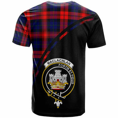 Scottish MacLachlan Clan Crest Tartan Curve T-Shirt Back Side Tartan Plaid