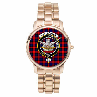 Scottish MacLachlan Clan Crest Tartan Folding Clasp Steel Quartz Watches Tartan Plaid Rose Gold 1