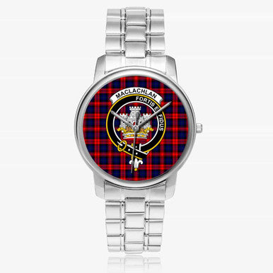 Scottish MacLachlan Clan Crest Tartan Folding Clasp Steel Quartz Watches Tartan Plaid Silver 1