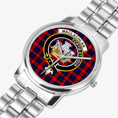Scottish MacLachlan Clan Crest Tartan Folding Clasp Steel Quartz Watches Tartan Plaid Silver 2