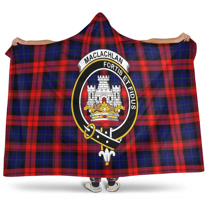 Scottish MacLachlan Clan Crest Tartan Hooded Blanket Tartan Plaid 1