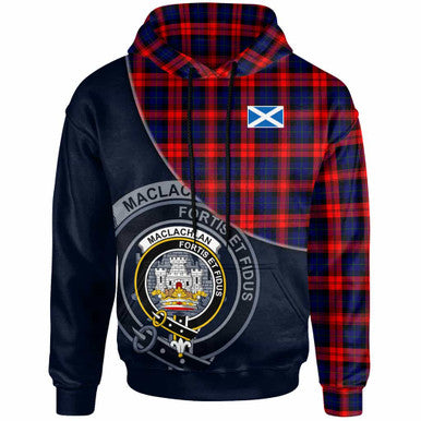 Scottish MacLachlan Clan Crest Tartan Hoodie - Bend Style Front Side Tartan Plaid