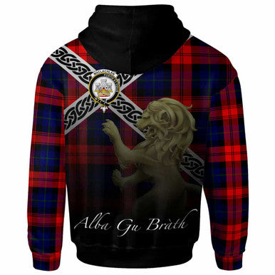 Scottish MacLachlan Clan Crest Tartan Hoodie - Scotland Lion Back Side Tartan Plaid
