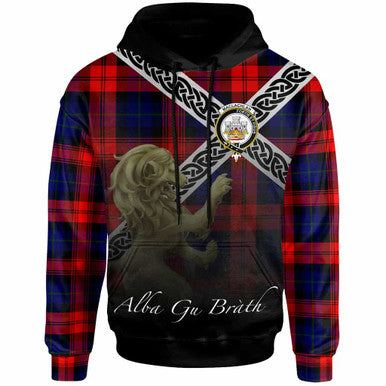 Scottish MacLachlan Clan Crest Tartan Hoodie - Scotland Lion Front Side Tartan Plaid