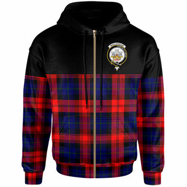 Scottish MacLachlan Clan Crest Tartan Hoodie - Horizontal Style Zip-up Tartan Plaid