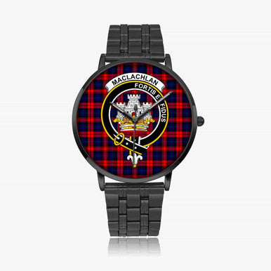 Scottish MacLachlan Clan Crest Tartan Instafamous Steel Quartz Watches Tartan Plaid Black 1