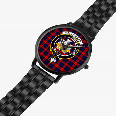 Scottish MacLachlan Clan Crest Tartan Instafamous Steel Quartz Watches Tartan Plaid Black 2